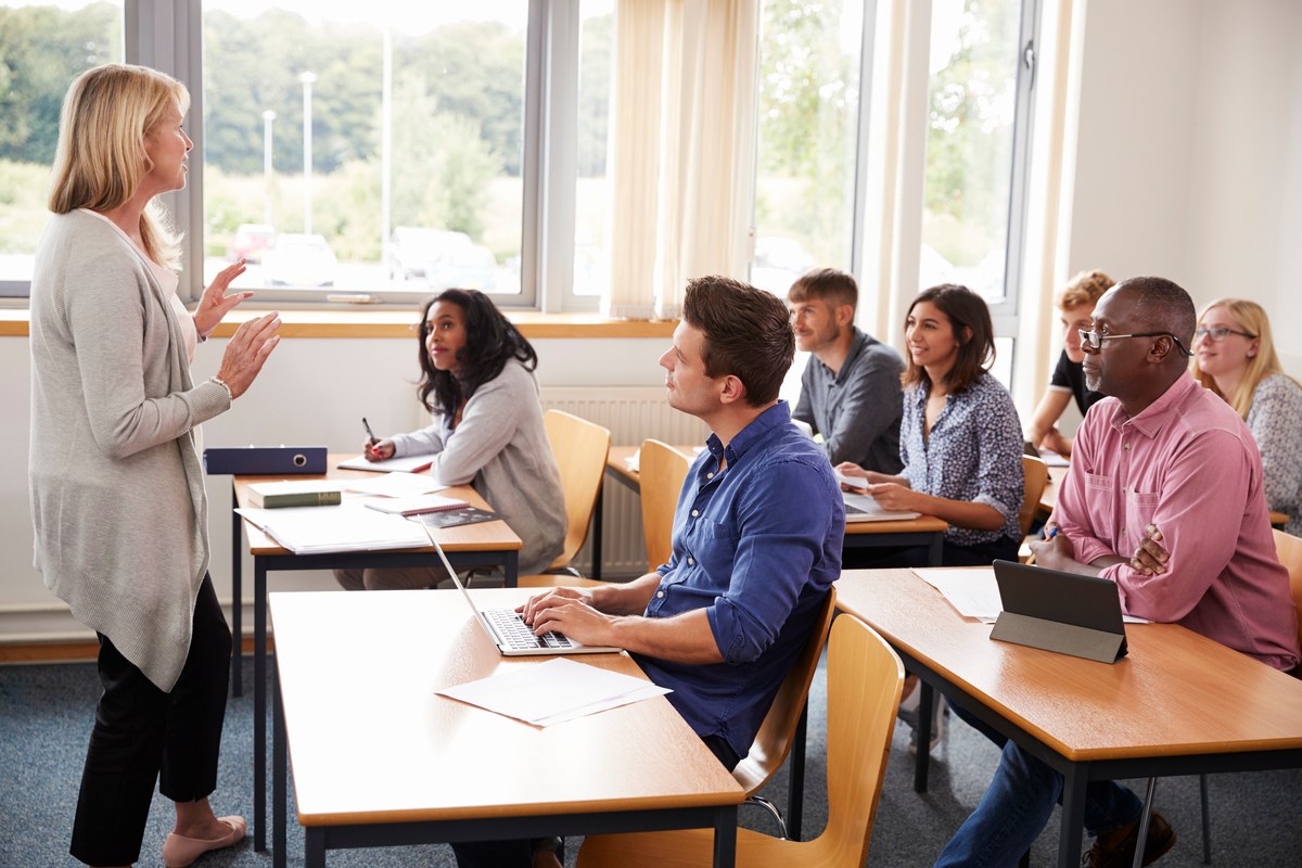 Adult students in a classroom