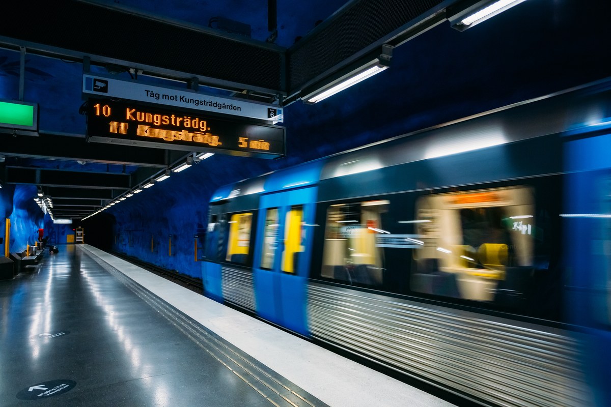 Stockholm metro train at the platform